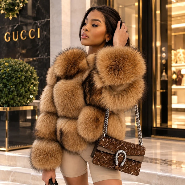 Faux Fur Coat Women's Jacket Winter Warm Thick Fox Raccoon Leather Brown Plus Size Especially Fake Fur Cold