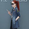 Flowers Embroidery Denim Jacket Loose Casual Letter Jeans Overcoat Button Pocket Outwear Female Clothing Fall Women