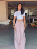 Colorful Striped Wide Leg Trousers Women Bohemian High Waist Multi-color Panelled Slim Straight Pants Lady Beachwear
