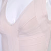 Sexy Plunge V Bandage Dress Stripes Slim Bodyocn Mini Party Celebrity Evening Dress Elastic Knitted Vestidos