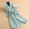 Female Autumn Winter Solid Color Korean Slim Thin Woolen Coat Women Mid-length Woolen Quilted Velvet Thickened Coat