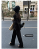 Korean Version of Soft Waxy Lazy Wind Knitting Set Gentle Round Neck Pullover Sweater Wide Leg Pants Two-piece Set Women