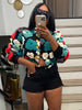 Elegant Women Button Front Floral Appliques Long Sleeve Jacket Thick Warm Winter Streetwear Outwear
