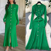 Brand Women Knitted Maxi Dress Aesthetic Y2K Single-breasted Shirt Sweater Dress Lady Party Vestidos