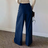 Spring Autumn Loose-Fitting Corduroy Trousers Women's Solid Color Button Pocket Corduroy Wide-Leg Pants Straight Pants