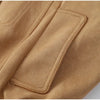 Brown Retro Suede Lapel Zippered Short Jackets Women's Casual Full Sleeves Pocket Loose Coats Spring Daily Commute Outwear