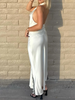 Lace Crop Top And Slit Long Skirt 2 Piece Set Women's Sexy Deep V Neck Tops High Waist Slim Dress Sets Elegant Outfit