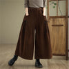 Women's Retro Corduroy High Waist Pants Autumn Winter Slim A-Line Wide Leg Trousers with Pockets Lace-Up Clothes