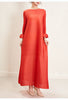 Pleated Dress Women's Round Neck Long Sleeve Casual Loose Lady Elegant Women's Dress