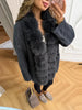 Faux Fur PatchworkTwisted Knitted Cardigan Women Elegant Lapel Long Sleeve Pockets Furry Knitwear Autumn Female Loose Outerwears