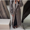 Women Casual Plaid Windbreaker Turn-down Collar Long Sleeve Belt Waist Jacket Spring High Street Lady Commute Coat
