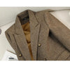 Women's Autumn Winter Long Sleeve Blazer Coats Vintage Thick Woolen Jackets Notched Elegant Outerwears Female Clothes