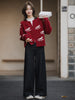 Winter Jeans Women Vintage Thick Fleece‑Lined Denim Wide Leg Pants Casual Versatile Long Trousers Daily Outfit