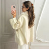 Faux Fur PatchworkTwisted Knitted Cardigan Women Elegant Lapel Long Sleeve Pockets Furry Knitwear Autumn Female Loose Outerwears