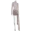 Sexy Sheer Women'Mini Dresses Turtleneck Print Regular Long Sleeves Ribbon Sheath Bodycon Casual Streetwear Female Robe
