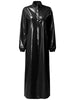 Women's Sexy Glossy Vinyl Metallic Dress Turtleneck Long Sleeve Shiny Clubwear for Rave Party Music Festival Night Out