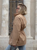 Stand Collar Drawstring Waist Trench Jacket Female Commute Long Sleeves Casual Women's Mid-Length Trench Coat