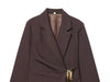 Women Suit Pants Two-Piece Set Buckle Decoration Long Sleeve Blazer Coat + Straight-Leg Pants 2 Pieces Sets Chic Woman Outfits