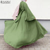 Women Muslim Maxi Dress Solid Color O-Neck Long Sleeve Turkish Abaya Robe Casual Elegant Party Oversized Vestidos