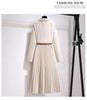 Spring Autumn Women's Dresses Suit Collar Stitching Fake Two-Piece Elegant Lady Office Long Dress Vestidos