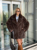 Faux Fur Lapel Coat Women's Elegant Solid Loose Lace-Up Leisure Jacket Winter Female Keep Warm Fur Coat