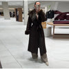 Fluffy Faux Fur Long Coats With Belt Women Winter Thicken Long Sleeve Lace Up Jackets Female Street Chic Outerwear