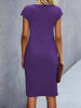 Women's casual dress tight dress front knot round neck medium-long dress basic daily wear