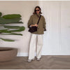 Women Reversible Double Sided Jacket Coat Stand Collar Plaid Loose Fit Warm Coats Casual Office Work Outerwear Spring