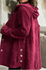 Women's outerwear top autumn hooded loose fitting women's corduroy casual jacket