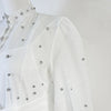 Spring Vintage Diamond Dress Women Stand Collar Lantern Sleeves Single Breasted Elegant Party Dresses Ladies Chiffon Long Robe