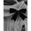Gray Off Shoulder Bow Knit Sweater Dress Women Harajuku Vintage Slim Fit Hip Hugging Mini Dress Autumn Winter Casual Clothes