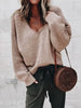 Casual Knitted Sweater Women Streetwear V Neck Long Sleeve Pullovers Loose Solid Coat Autumn Winter Women's Sweater