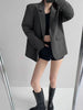 Black Blazer for Women Korean Sping Loose Office Wear Lady Casual Blazers Long Sleeve Single Button Outerwears