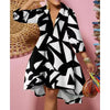 Women Sexy Printed Shirt Dresses Chic V Neck Loose Long Sleeve Dress Causal Vacation Female Mini Vestidos Robe Clothing