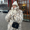 Maxi Long Leopard Belted Faux Fur Coat Women Winter Brand Mob Wife Vibe Fox Fur Jacket Overcoat