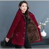 2026New Autumn Winter With Velvet Cotton-padded Jacket Women Mid-Aged Mother Hooded Floral Plus Velvet Warm Parkas Coat Female
