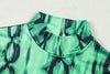 Women's Retro Print Turtleneck Long Sleeve Waistband Pleated Big A-Line Long Dress