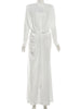Elegant Shawl Patchwork Dress Women Swing Bandage Ruched Sexy Evening Prom Party Stretch Slim Maxi Bodycon