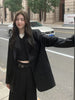 Spring Autumn Elegant PU Leather Office Jacket Long Sleeve Blazer Slim Fit with Lapel Flap Pockets for Women Clothing