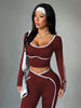Women's Fall/Winter Round Neck Long Sleeve Yoga Top Outdoor Sports Fitness Yoga Pants