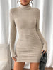 Women's High Neck Slim Fit Dress Pit Stripe Knitted Texture Design for Daily Life Spring Autumn
