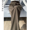 Brown Woolen Suit Pants for Women in Autumn and Winter Narrow Version Straight Wide-leg Pants with Drape