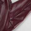 Wine Red Faux Leather Jakcet Outerwear Thicken Zipper Lapel Pu Coats Autumn Winter Streetwear Ladies Tops Women