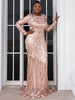 Black Sequin Plus Size Party Dress Elegant Women O-neck Long Sleeve Bodycon Mermaid Prom Dresses Large Size Evening Gown