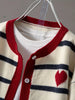 Women's Striped Button Front Cardigan, Cute Heart Pattern Knit Coat, Casual Outwear