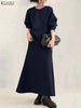 Women Autumn Pullover Sweatshirt and Elastic Waist A-Line Midi Skirt 2 Pieces Dress Sets Cozy Casual Solid Suits Outfits