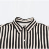 Vertical Stripe Two Piece Outfit Stand Collar Zip Up Jacket Elastic Waist Wide Leg Pants Loose Women Casual High Street Set
