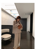 Korean Version of Soft Waxy Lazy Wind Knitting Set Gentle Round Neck Pullover Sweater Wide Leg Pants Two-piece Set Women