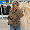 Chic Plaid Loose Women's Autumn Coats Belts Double-Breasted Lace-Up Turn-Down Collar Full Sleeve Lady Jacket Female Outwear