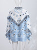Cardigan Paisley Print Sweater Women's Coat Stand Collar Top Long Sleeves Thick Knit Fabric Spring Woman Clothes Daily Outerwear